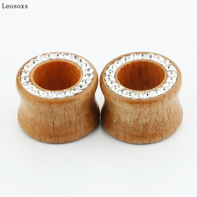 Leosoxs 2vnt Tuščiaviduriai mediniai dygliuotas ausies plėtiklis auskarų plėtiklis auskarų vėrimo papuošalas 8-16 mm ausų plėtiklis