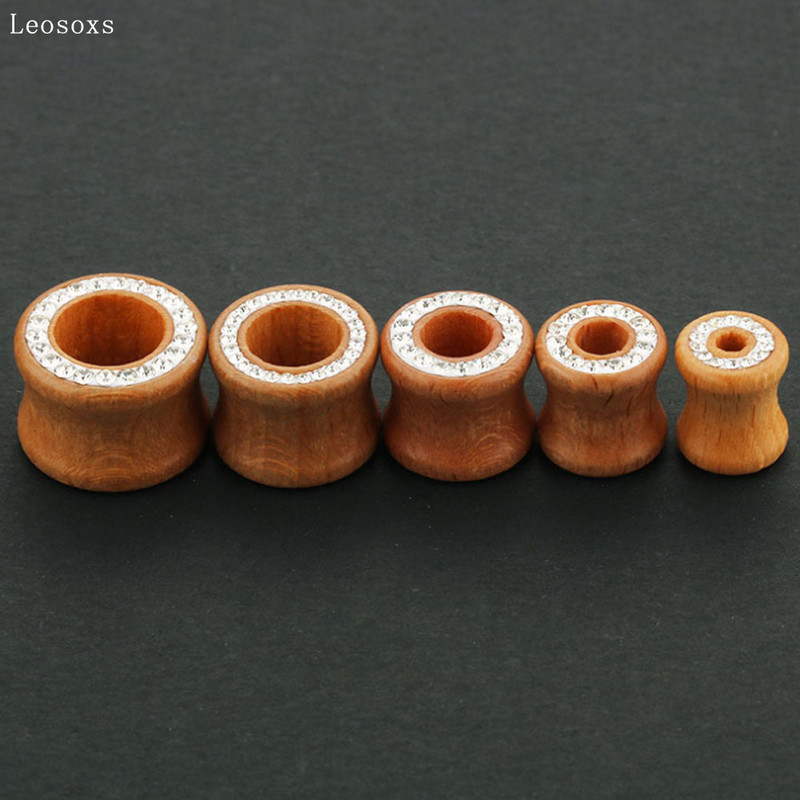 Leosoxs 2vnt Tuščiaviduriai mediniai dygliuotas ausies plėtiklis auskarų plėtiklis auskarų vėrimo papuošalas 8-16 mm ausų plėtiklis