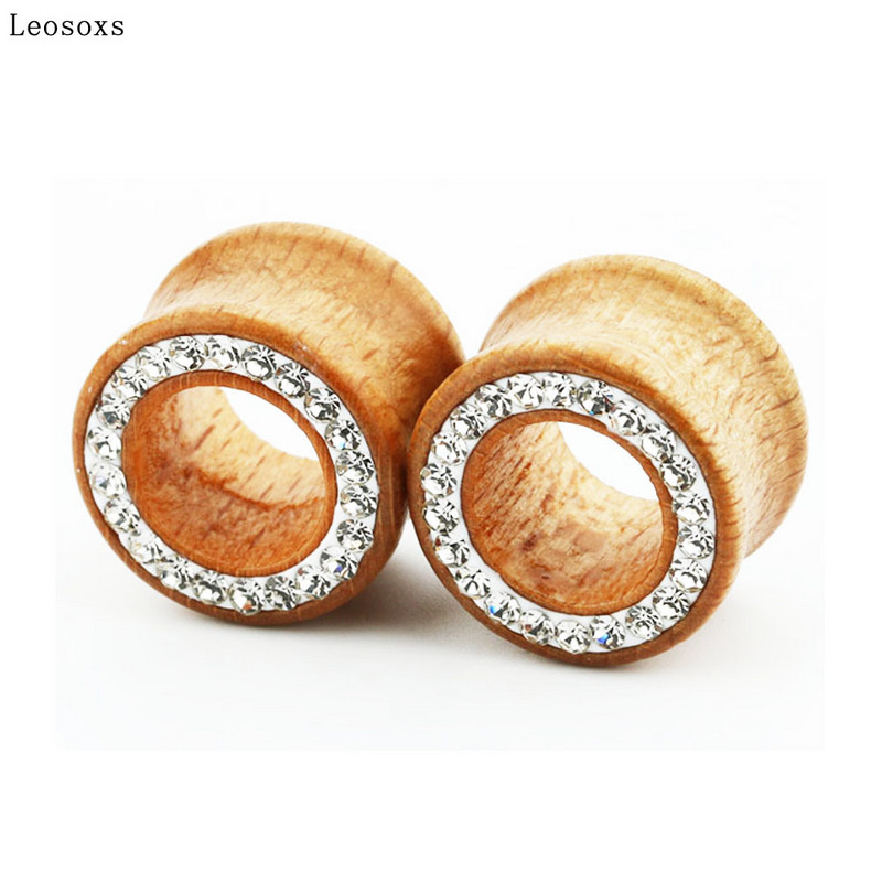 Leosoxs 2vnt Tuščiaviduriai mediniai dygliuotas ausies plėtiklis auskarų plėtiklis auskarų vėrimo papuošalas 8-16 mm ausų plėtiklis