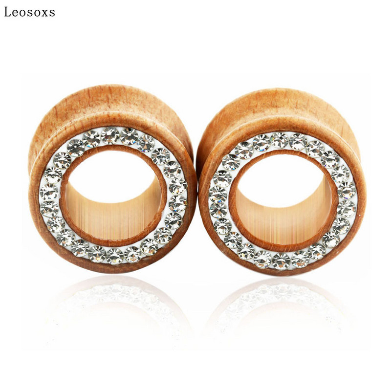 Leosoxs 2vnt Tuščiaviduriai mediniai dygliuotas ausies plėtiklis auskarų plėtiklis auskarų vėrimo papuošalas 8-16 mm ausų plėtiklis