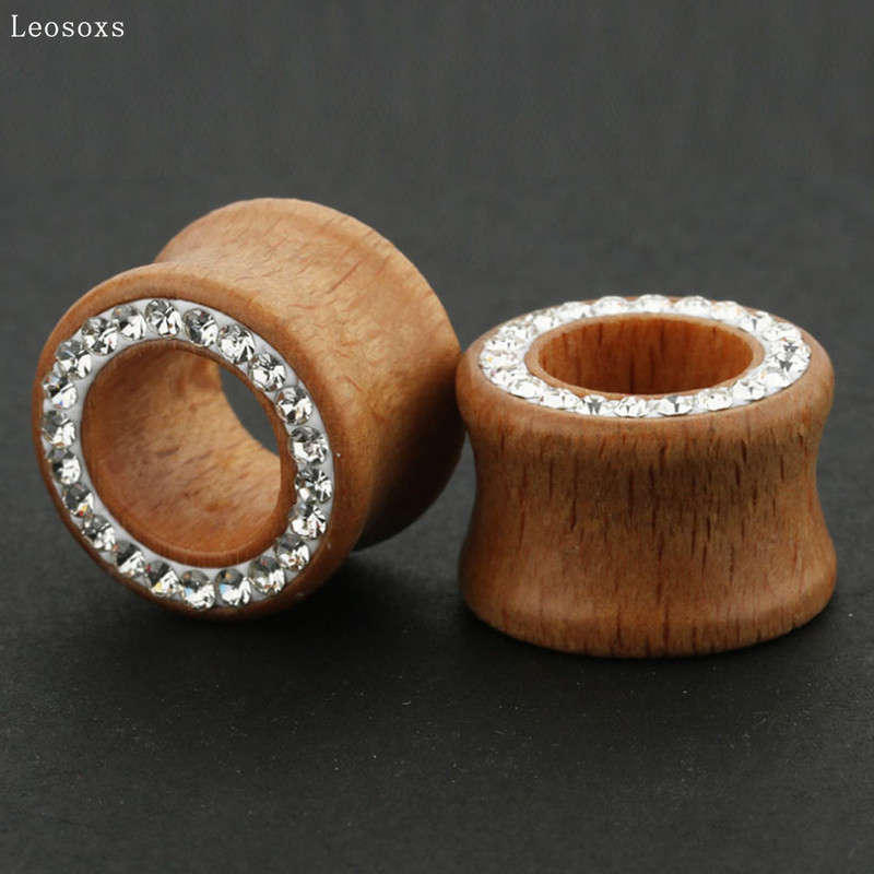 Leosoxs 2vnt Tuščiaviduriai mediniai dygliuotas ausies plėtiklis auskarų plėtiklis auskarų vėrimo papuošalas 8-16 mm ausų plėtiklis