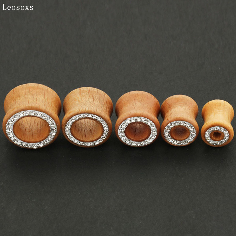 Leosoxs 2vnt Tuščiaviduriai mediniai dygliuotas ausies plėtiklis auskarų plėtiklis auskarų vėrimo papuošalas 8-16 mm ausų plėtiklis