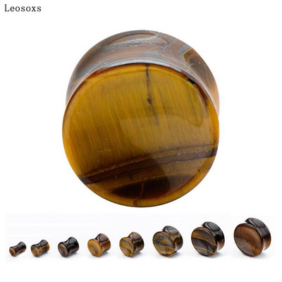 Leosoxs 2vnt apvalūs akmeniniai ausų kištukai, 5-25 mm prailginimo tuneliai Madingi auskarų vėrimas kūno papuošalai