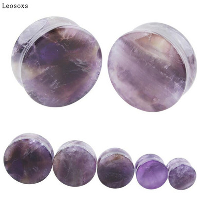 Leosoxs 2vnt apvalūs akmeniniai ausų kištukai, 5-25 mm prailginimo tuneliai Madingi auskarų vėrimas kūno papuošalai