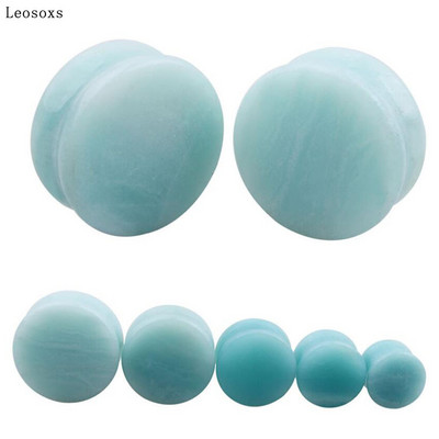 Leosoxs 2vnt apvalūs akmeniniai ausų kištukai, 5-25 mm prailginimo tuneliai Madingi auskarų vėrimas kūno papuošalai