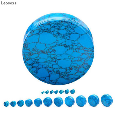 Leosoxs 2vnt apvalūs akmeniniai ausų kištukai, 5-25 mm prailginimo tuneliai Madingi auskarų vėrimas kūno papuošalai