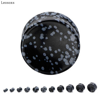 Leosoxs 2vnt apvalūs akmeniniai ausų kištukai, 5-25 mm prailginimo tuneliai Madingi auskarų vėrimas kūno papuošalai