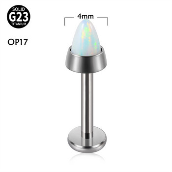 Leosoxs 1Pc Opal Tip Cone Head Lip Nail Opal G23 Titanium T Inner Tooth Lip Ring 16G Internal Thread Piercing Bone Nail σκουλαρίκια