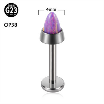 Leosoxs 1Pc Opal Tip Cone Head Lip Nail Opal G23 Titanium T Inner Tooth Lip Ring 16G Internal Thread Piercing Bone Nail σκουλαρίκια