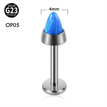 Leosoxs 1Pc Opal Tip Cone Head Lip Nail Opal G23 Titanium T Inner Tooth Lip Ring 16G Internal Thread Piercing Bone Nail σκουλαρίκια