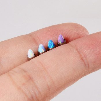 Leosoxs 1Pc Opal Tip Cone Head Lip Nail Opal G23 Titanium T Inner Tooth Lip Ring 16G Internal Thread Piercing Bone Nail σκουλαρίκια