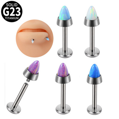 Leosoxs 1vnt Opalo antgalio kūgio galvutės lūpos nagas Opal G23 Titanium T vidinis danties lūpų žiedas 16G vidinis siūlas auskarų vėrimas iš kaulų nagų auskarai