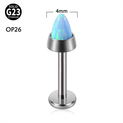 Leosoxs 1vnt Opalo antgalio kūgio galvutės lūpos nagas Opal G23 Titanium T vidinis danties lūpų žiedas 16G vidinis siūlas auskarų vėrimas iš kaulų nagų auskarai