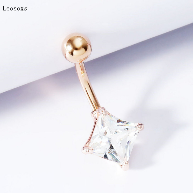 Leosoxs 1vnt Madingi paprasti deimanto formos žiedai su auskarų vėrimu