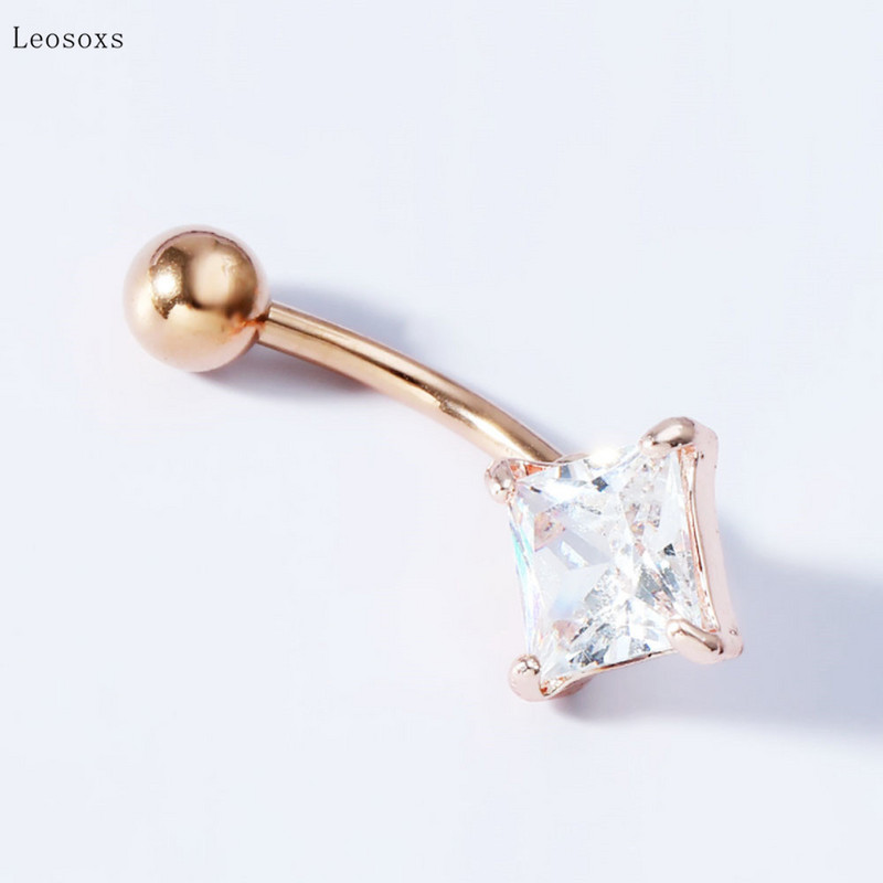 Leosoxs 1vnt Madingi paprasti deimanto formos žiedai su auskarų vėrimu