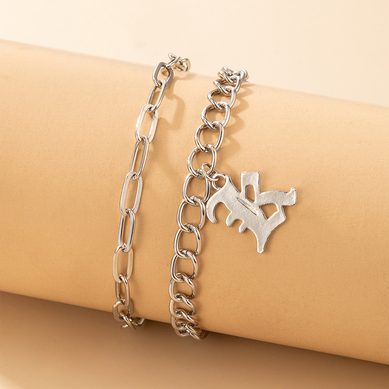 Tocona 2 buc/seturi New Fashion Letter K gleznă pentru femei bărbați lanț gros argint culoare aliaj metal bijuterii reglabile 19931