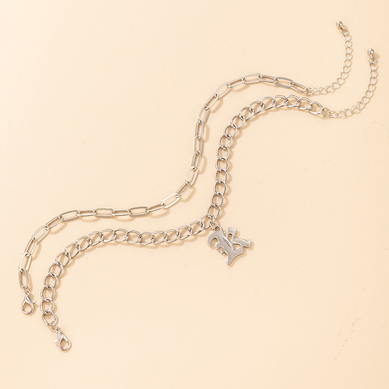 Tocona 2 buc/seturi New Fashion Letter K gleznă pentru femei bărbați lanț gros argint culoare aliaj metal bijuterii reglabile 19931