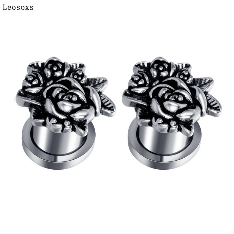 Leosoxs 2vnt Užsienio prekyba Karštas išpardavimas Naujo stiliaus retro ausys, nerūdijančio plieno aštuonios ausys, auskarų vėrimo papuošalai