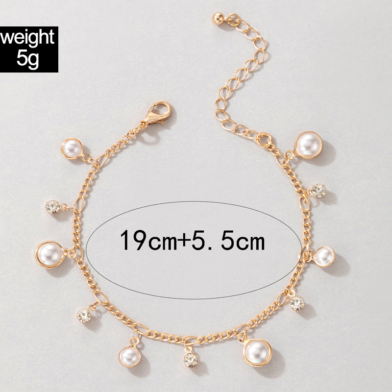 ToconaPicior de gleznă cu stras colorat pentru femei, lanț pentru picioare de perle de lux, sandale desculțe, bijuterii boeme ajustabile Gift21535