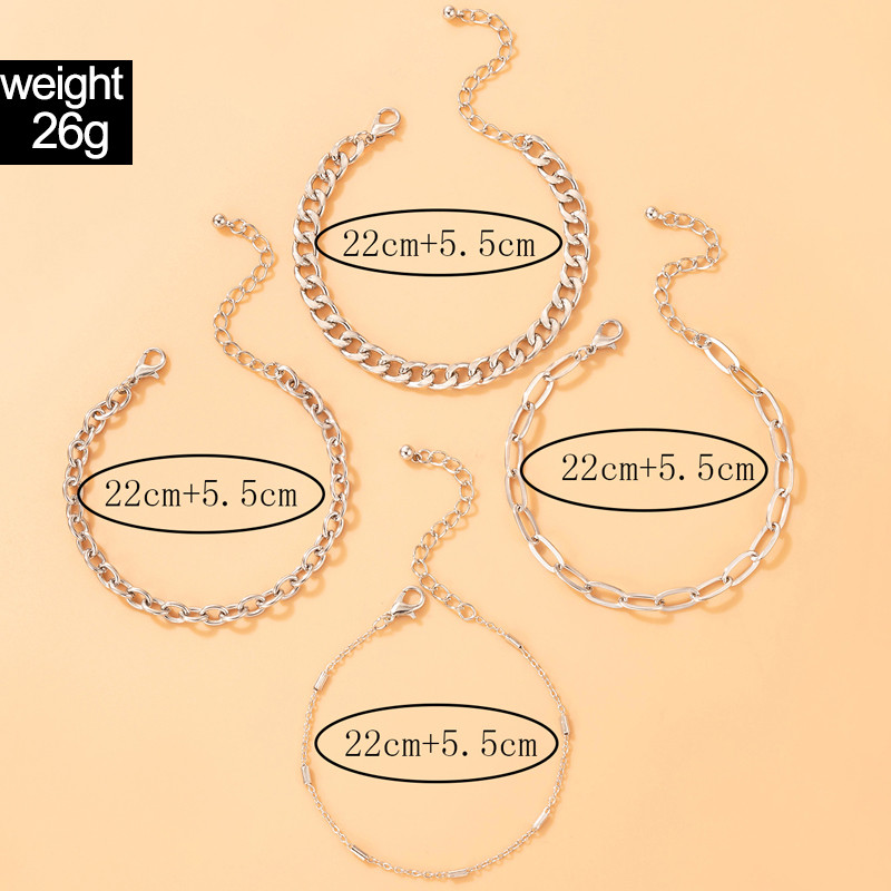 Tocona4buc/seturi Lanț pentru picioare de culoare aurie pentru femei, bărbați, gleznele din metal din aliaj, lucrate manual, bijuterii de vară ajustabile 21394