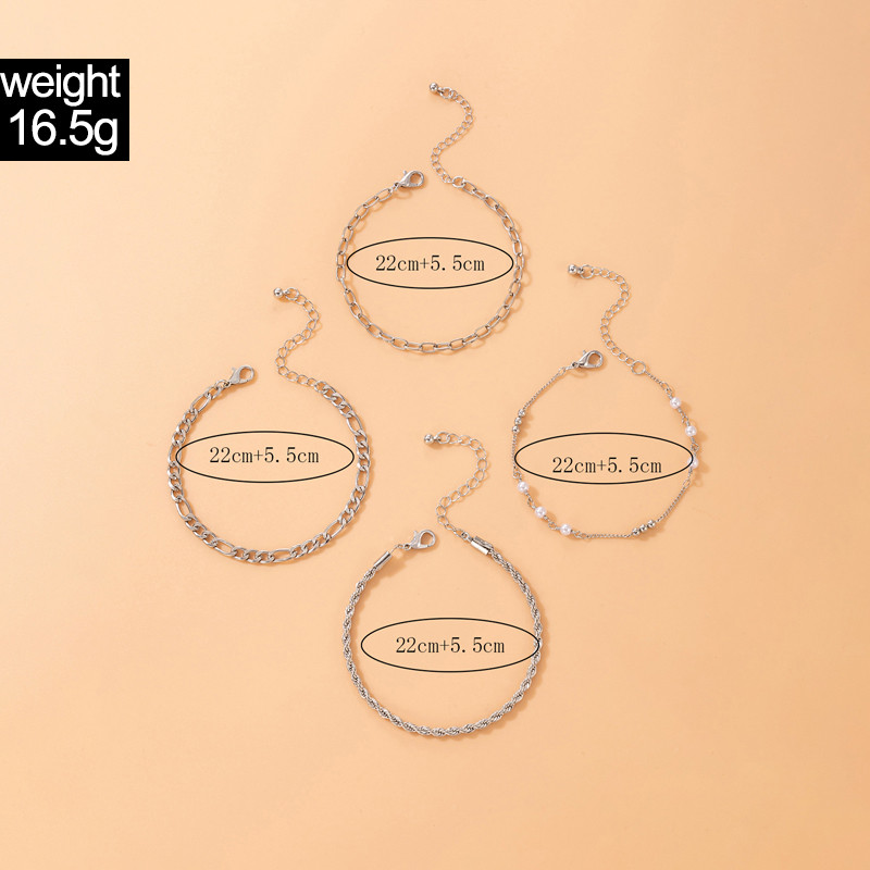 Tocona4buc/seturi Lanț pentru picioare de culoare aurie pentru femei, bărbați, gleznele din metal din aliaj, lucrate manual, bijuterii de vară ajustabile 21394