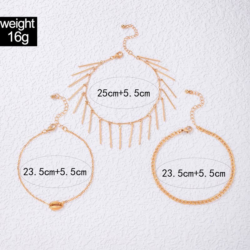 Tocona Cochilii Boeme Culoare Auriu Braci de glezna pentru Femei Charms Lanț pentru picioare Bijuterii de vară 3buc/seturi Accesorii En-gros 21474