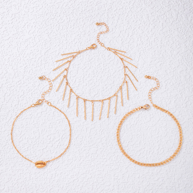 Tocona Cochilii Boeme Culoare Auriu Braci de glezna pentru Femei Charms Lanț pentru picioare Bijuterii de vară 3buc/seturi Accesorii En-gros 21474