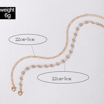 Tocona Charms Key Anklet Wafer Shiny Rhinestone Foot Chain Регулируеми бохемски бижута Подарък за жени Мъже 2 бр./компл. 21915