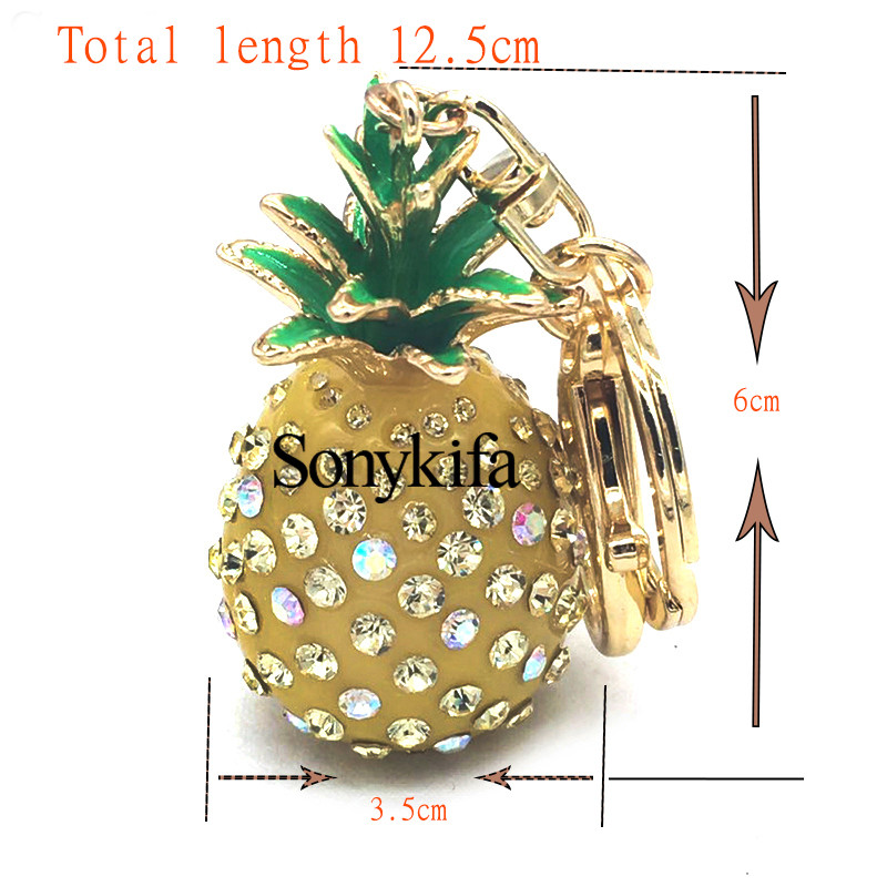 Geantă fină breloc mașină feminin Coreea high-end drăguț cu incrustare zirconiu ananas pandantiv cheie mașină mic cadou stras