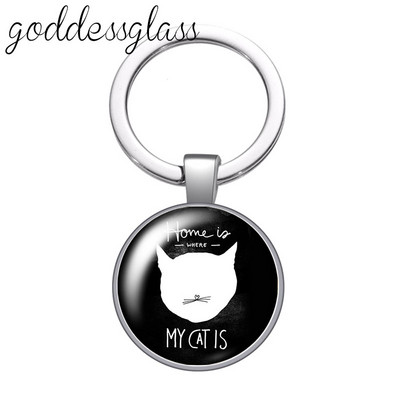 Pictură colorată Pisici Iubesc pisica animal de companie minunat rotund breloc cabochon din sticlă Geantă Breloc mașină Suport inel Brelocuri brelocuri Cadouri