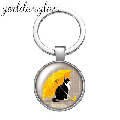 Pictură colorată Pisici Iubesc pisica animal de companie minunat rotund breloc cabochon din sticlă Geantă Breloc mașină Suport inel Brelocuri brelocuri Cadouri