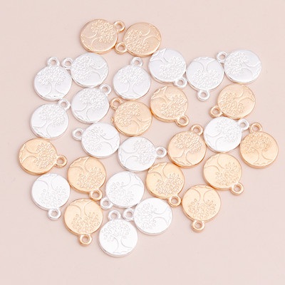 20gab. Sīki, apaļi, grebti dzīvības koka piekariņi, krelles piekariņiem DIY kaklarotas rokassprādzes 13x13mm divkrāsu rotaslietu atrašana