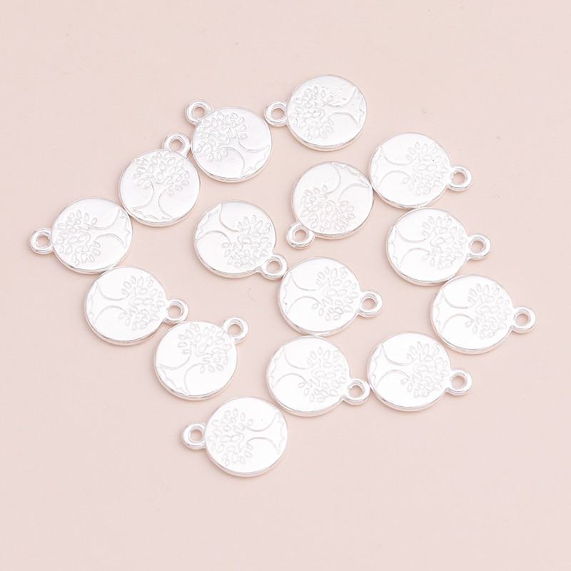 20 de bucăți, rotunde, sculptate, pandantive din arborele vieții, margele pentru farmece, coliere, brățări, 13x13 mm, bijuterii în două culori.