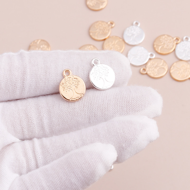 20 de bucăți, rotunde, sculptate, pandantive din arborele vieții, margele pentru farmece, coliere, brățări, 13x13 mm, bijuterii în două culori.