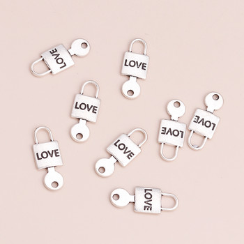 20 бр. 25x10 mm Tiny Love Lock Key Charms Висулки за ръчно изработени бижута Направи си сам висулки Колиета Гривни Подаръци от метална сплав