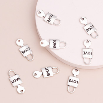 20 бр. 25x10 mm Tiny Love Lock Key Charms Висулки за ръчно изработени бижута Направи си сам висулки Колиета Гривни Подаръци от метална сплав