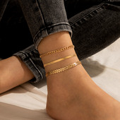 ToconaINS la modă gleznă cu lanț gros pentru femei Brelocuri ciucuri frunze litere din aliaj metal lanț pentru picioare bijuterii boeme cadouA206