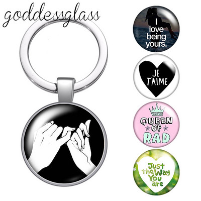 J`aime love be yours letters Beauty Fashion стъклен кабошон ключодържател Чанта Автомобилен ключодържател Ring Holder Charms ключодържатели за подаръци