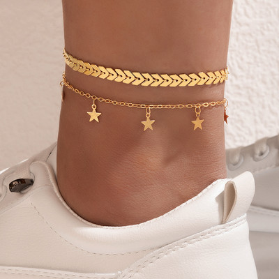 ToconaCharms kulcs anklet ostya fényes strassz láblánc állítható bohém ékszer nőknek férfi férfiaknak 2db/szett 21471