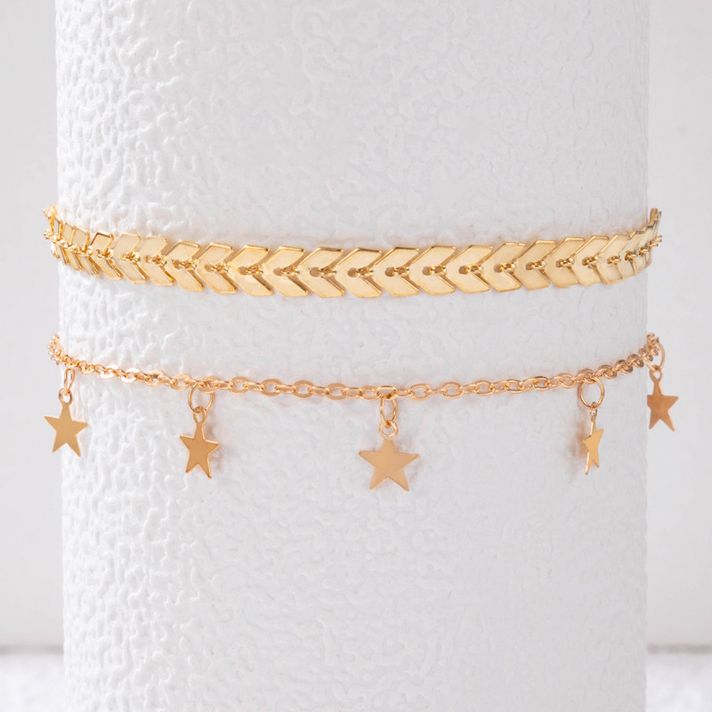 ToconaCharms kulcs anklet ostya fényes strassz láblánc állítható bohém ékszer nőknek férfi férfiaknak 2db/szett 21471