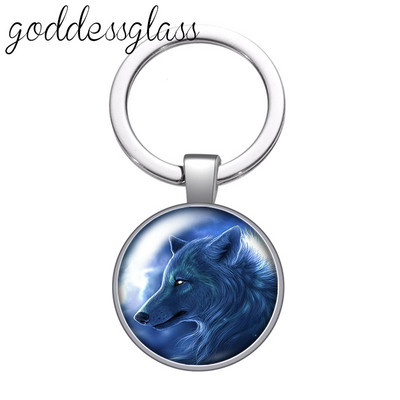 Lup Animale urs unicorn bufniță amprente Breloc cabochon rotund din sticlă Geantă Breloc mașină Suport inel Brelocuri brelocuri Cadouri