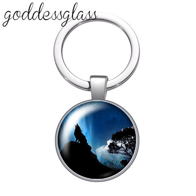 Lup Animale urs unicorn bufniță amprente Breloc cabochon rotund din sticlă Geantă Breloc mașină Suport inel Brelocuri brelocuri Cadouri