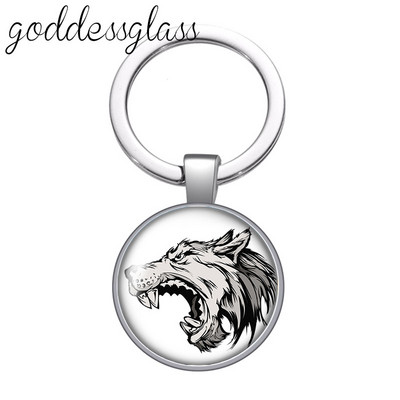 Lup Animale urs unicorn bufniță amprente Breloc cabochon rotund din sticlă Geantă Breloc mașină Suport inel Brelocuri brelocuri Cadouri