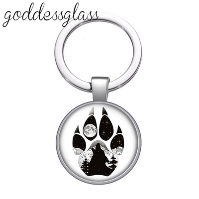 Lup Animale urs unicorn bufniță amprente Breloc cabochon rotund din sticlă Geantă Breloc mașină Suport inel Brelocuri brelocuri Cadouri