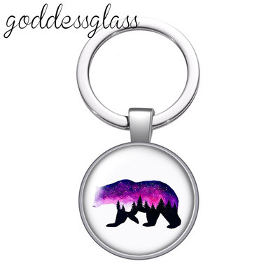 Lup Animale urs unicorn bufniță amprente Breloc cabochon rotund din sticlă Geantă Breloc mașină Suport inel Brelocuri brelocuri Cadouri