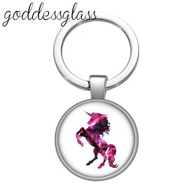 Lup Animale urs unicorn bufniță amprente Breloc cabochon rotund din sticlă Geantă Breloc mașină Suport inel Brelocuri brelocuri Cadouri