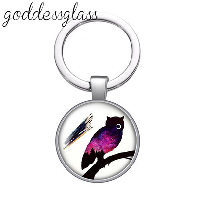 Lup Animale urs unicorn bufniță amprente Breloc cabochon rotund din sticlă Geantă Breloc mașină Suport inel Brelocuri brelocuri Cadouri