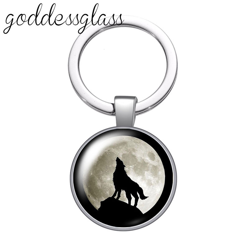 Lup Animale urs unicorn bufniță amprente Breloc cabochon rotund din sticlă Geantă Breloc mașină Suport inel Brelocuri brelocuri Cadouri