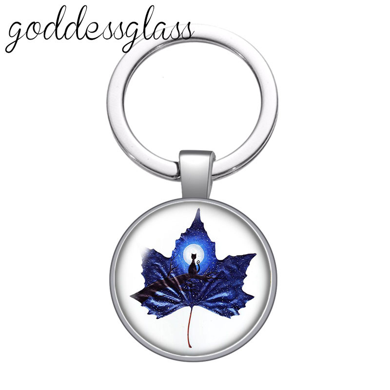 Lup Animale urs unicorn bufniță amprente Breloc cabochon rotund din sticlă Geantă Breloc mașină Suport inel Brelocuri brelocuri Cadouri