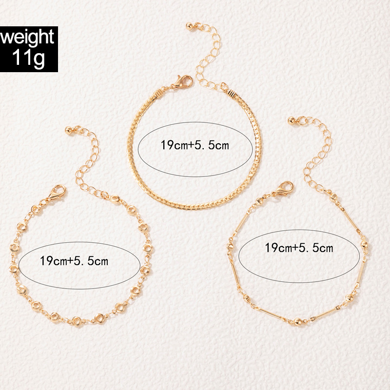 Tocona Bijuterii din metal din aliaj punk pentru picior din lanț pentru picioare, cu geometrie goală, glezne reglabile, bijuterii boeme pentru femei 3 buc/seturi 21388